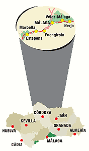 Mapa de la D.O. Pasas de Málaga.
